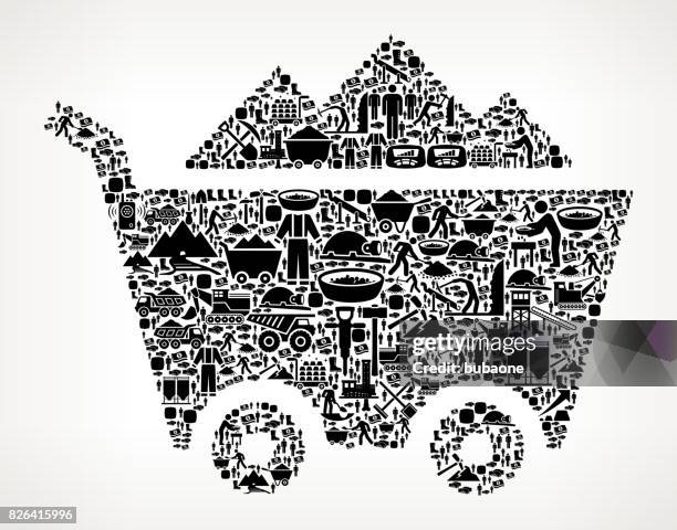 mine cart mining industry vector icon pattern - mining cart stock illustrations