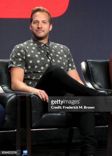 Actor Ryan Hansen of 'Ryan Hansen Solves Crimes on Television*' speaks onstage during the YouTube Red Originals Presentation portion of the 2017...
