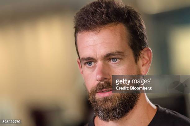 Jack Dorsey, chief executive officer and co-founder of Square Inc., speaks during a Bloomberg Television interview in San Francisco, California,...