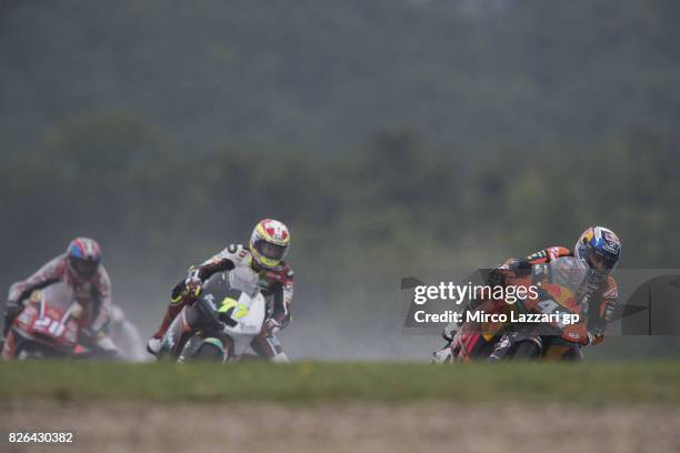 Miguel Oliveira of Portugal and Red Bull KTM Ajo leads the field during the MotoGp of Czech Republic - Free Practice at Brno Circuit on August 4,...