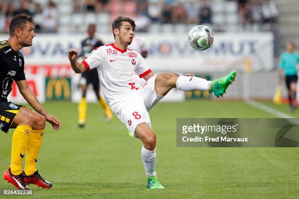 Antoine Batisse of Niort and Vincent Marchetti of Nancy during the French Ligue 2 match between Nancy and Niort at Stade Marcel Picot on August 4,...