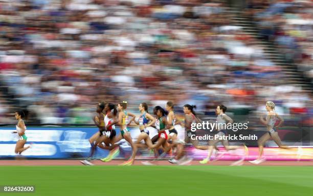 Athletes compete during the Women's 1500 metres heats during day one of the 16th IAAF World Athletics Championships London 2017 at The London Stadium...