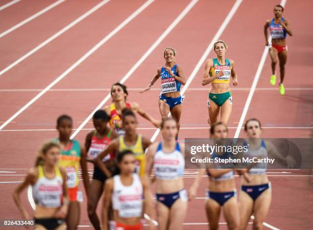 London , United Kingdom - 4 August 2017; Margherita Magnani of Italy and Georgia Griffith of Australia approach the finish line during round one of...