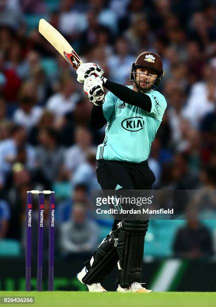 Mark Stoneman of Surrey bats during the NatWest T20 Blast match between Surrey and Glamorgan at The Kia Oval on August 4, 2017 in London, England.