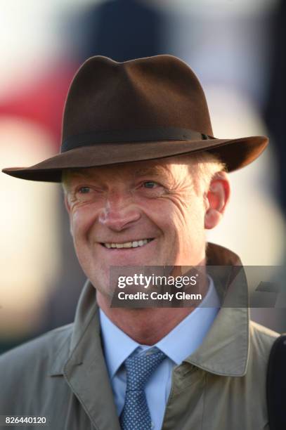 Galway , Ireland - 4 August 2017; Trainer Willie Mullins after sending out Rennit and Pat Smullen to win the Budweiser Race during the Galway Races...