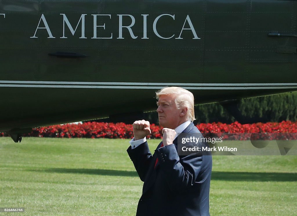 President Trump Departs White House For Bedminster, NJ Vacation