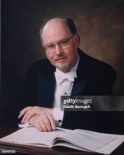 Portrait of the American composer John Williams, Boston, Massachussetts, 1987. From 1980 through 1993, Williams was the conductor of the Boston Pops...