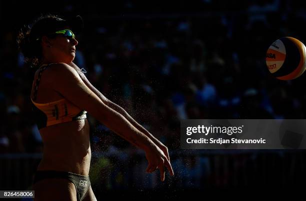 Larissa Maestrini of Brazil in action during the Women's Semi Final match between Brazil and Germany on August 4, 2017 in Vienna, Austria.