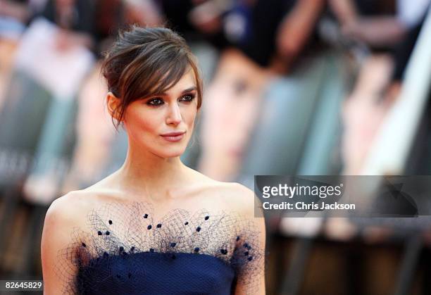 Actress Keira Knightley arrives at the World Premiere for The Duchess at Odeon Leicester Square on September 3, 2008 in London, England.