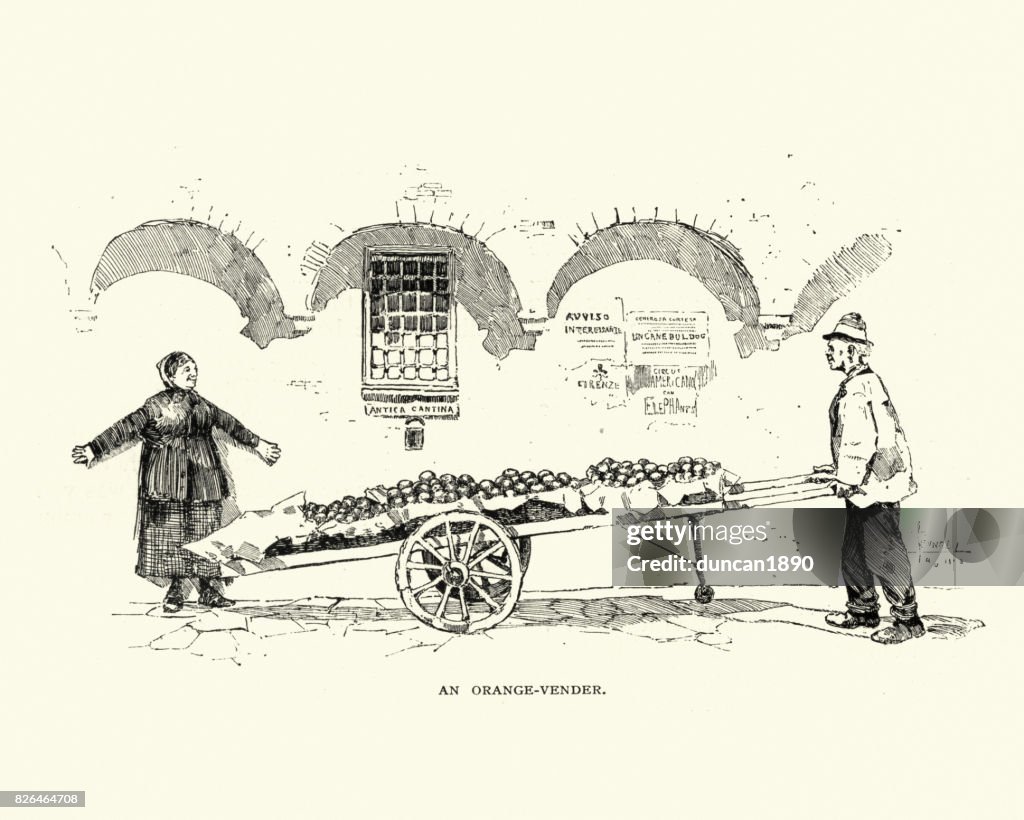 Orange vendor of Florence, Italy, 19th Century