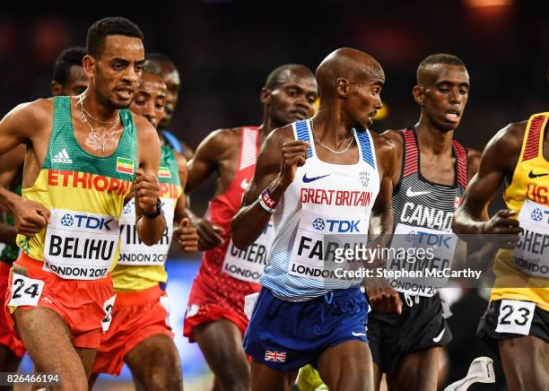 London , United Kingdom - 4 August 2017; Mo Farah of Great Britain competes in the final of the Men's 10,000m event during day one of the 16th IAAF...