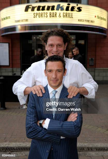 Frankie Dettori and Marco Pierre White pose during the opening of Frankie's Sports Bar & Grill at Chelsea FC's Stamford Bridge on September 03, 2008...