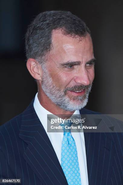 King Felipe VI of Spain attends a dinner for authorities at the Almudaina Palace on August 4, 2017 in Palma de Mallorca, Spain.