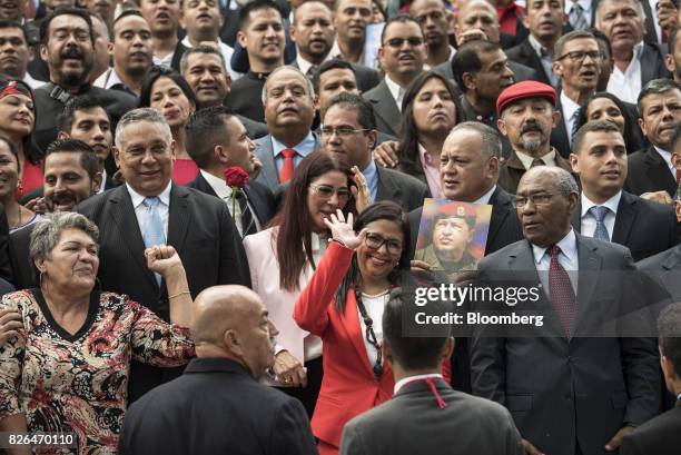 Delcy Rodriguez, president of the Constituent Assembly, center left, and Aristobulo Isturiz, first vice president of the Constituent Assembly, center...