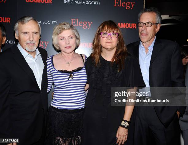 Actor Dennis Hopper, singer/actress Deborah Harry, director Isabel Coixet and producer Tom Rosenberg attend a screening of "Elegy" presented by The...