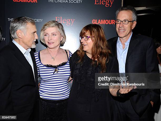 Actor Dennis Hopper, singer/actress Deborah Harry, director Isabel Coixet and producer Tom Rosenberg attend a screening of "Elegy" presented by The...