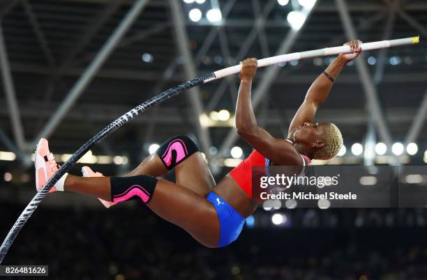 Yarisley Silva of Cuba competes in the Women's Pole Vault qualification during day one of the 16th IAAF World Athletics Championships London 2017 at...