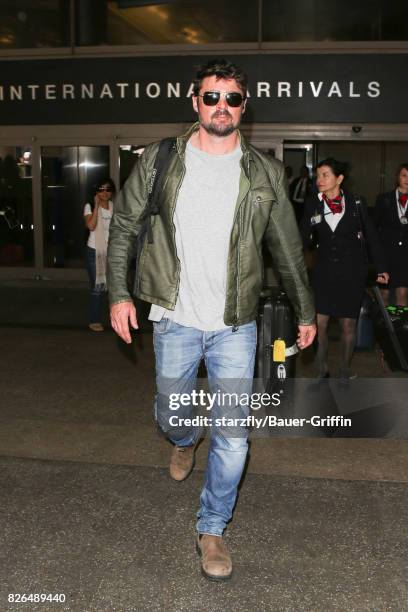 Karl Urban is seen at LAX on August 04, 2017 in Los Angeles, California.