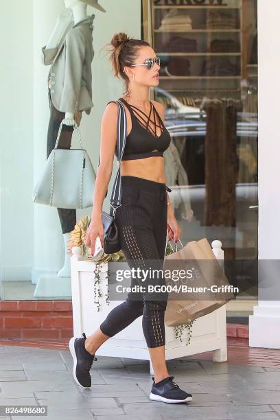 Alessandra Ambrosio is seen on August 04, 2017 in Los Angeles, California.