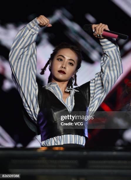 Singer Jolin Tsai performs during the 2nd Huanglongxi Country Music Festival on August 4, 2017 in Chengdu, Sichuan Province of China.