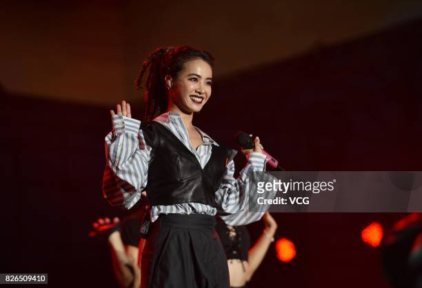 Singer Jolin Tsai performs during the 2nd Huanglongxi Country Music Festival on August 4, 2017 in Chengdu, Sichuan Province of China.