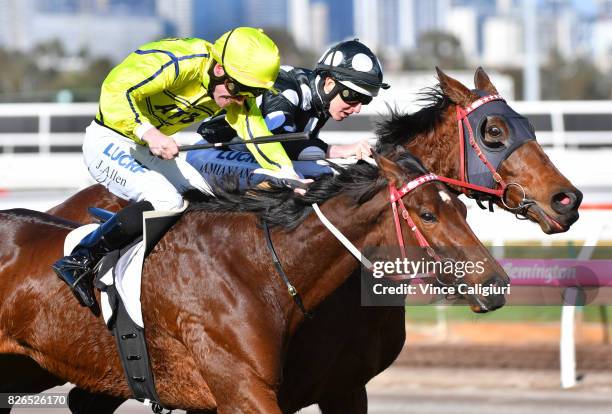 John Allen riding Yogi wins Race 6 during Melbourne Racing at Flemington Racecourse on August 5, 2017 in Melbourne, Australia.