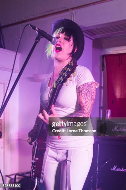 Elija of The Droogettes performs at Rebellion Festival at Winter Gardens on August 4, 2017 in Blackpool, England.