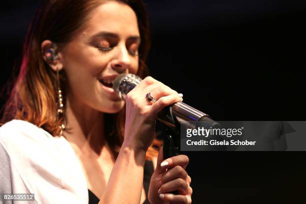 Vanessa Mai performs during the late night shopping at Designer Outlet Soltau on August 4, 2017 in Soltau, Germany.