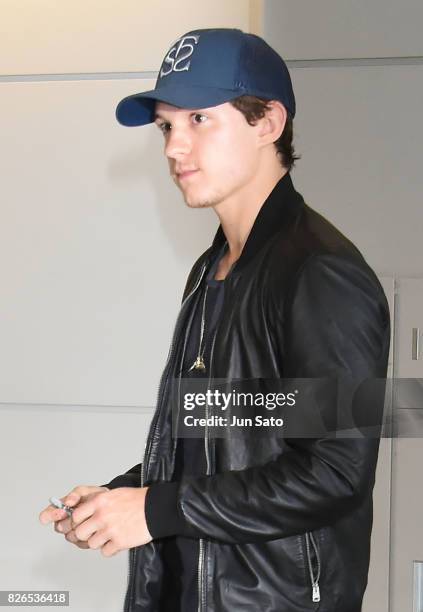 Actor Tom Holland is seen upon arrival at Narita International Airport on August 5, 2017 in Tokyo, Japan.