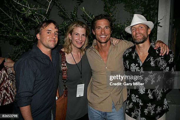 Director Richard Linklater, Austin Film Society Director of Development Shannon Moody, Matthew McConaughey and Woody harrelson pose at the after...