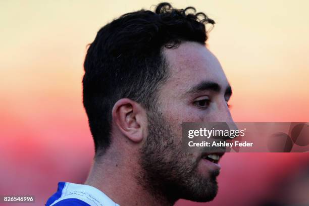 Brock Lamb of the Knights during the round 22 NRL match between the Newcastle Knights and the New Zealand Warriors at McDonald Jones Stadium on...