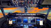 cockpit Flight Deck sunset