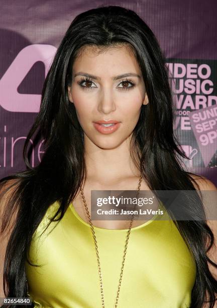 Personality Kim Kardashian attends 944 Magazine's official 2008 MTV Video Music Awards Kickoff Party at The Kress on September 2008 in Hollywood,...