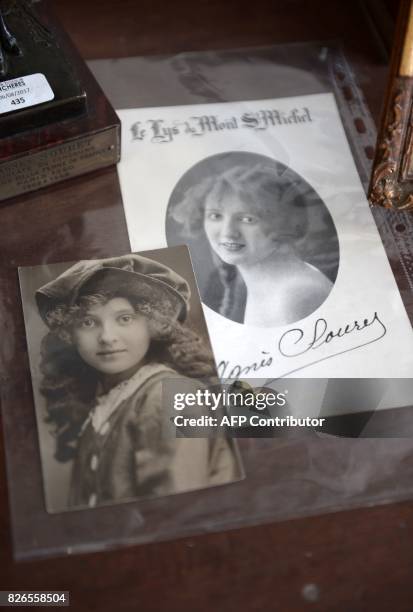 Display of items including photographs of the first 'Miss France' Agnes Souret - who was a native of the Basque town of Espelette - at Saint-Jean de...