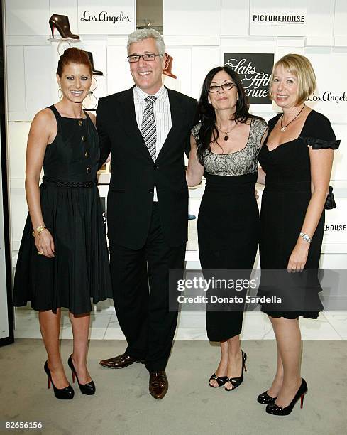 Actress Debra Messing, Larry Bruce , producer Victoria Pearman and movie director Diane English attend the Saks Fifth Avenue Beverly Hills Celebrates...