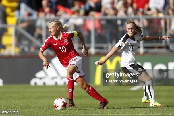 Pernille Harder of Denmark, Sarah Puntigam of Austria women during the UEFA WEURO 2017 semi-final match between Denmark and Austria at the Rat...