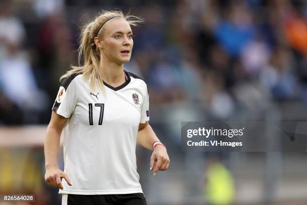 Sarah Puntigam of Austria women during the UEFA WEURO 2017 semi-final match between Denmark and Austria at the Rat Verlegh stadium on August 03, 2017...