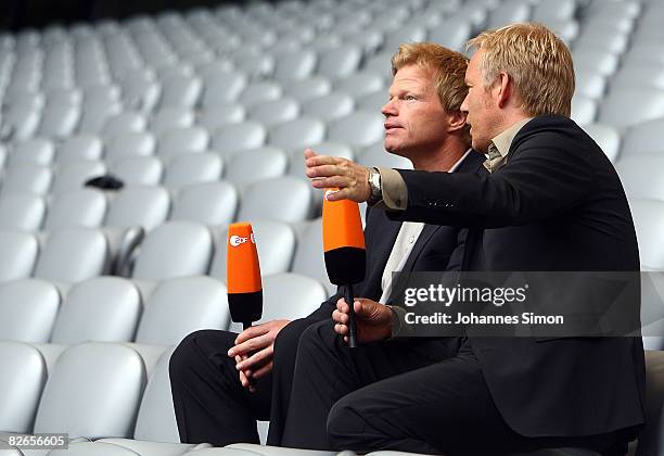 Oliver Kahn , former goalkeeper of Bayern Muenchen is presented as new ZDF television sports expert with colleague TV-host Johannes B. Kerner at the...