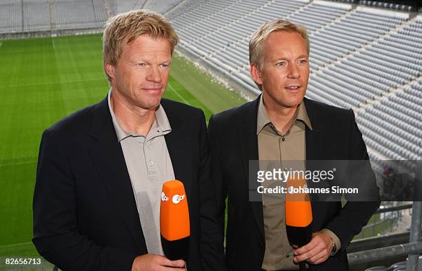 Oliver Kahn , former goalkeeper of Bayern Muenchen is presented as new ZDF television sports expert with colleague TV-host Johannes B. Kerner at the...