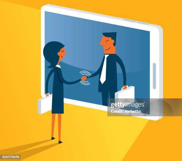 communication - businesswoman - business meeting computer stock illustrations