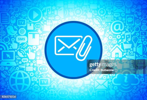 letter & paperclip icon on internet technology background - computer send button stock illustrations