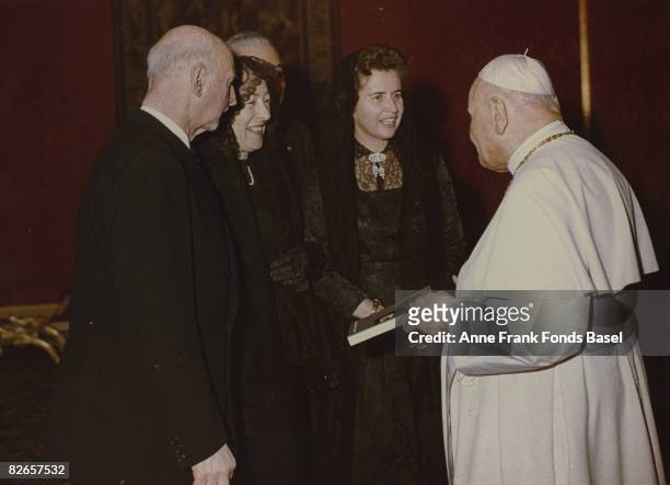 Otto Frank , father of Anne Frank, visits the Pope with his second wife Fritzi, 1963.