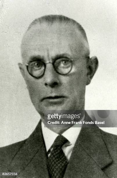 Johannes Kleiman , one of the employees of Anne Frank's father Otto, circa 1940. He helped to conceal Anne and her family during the German...