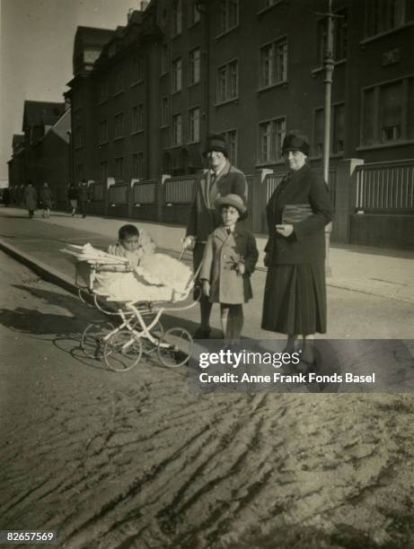 Edith Frank, mother of Anne, with her baby daughter Margot, mother-in-law Alice Frank-Stern and nephew Stephan Elias, circa 1926.