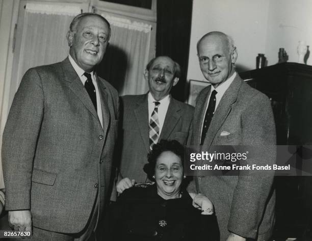 Otto Frank , father of Anne Frank, with his brother Herbert, his sister Helene 'Leni' Elias-Frank and her husband Erich Elias, circa 1965.
