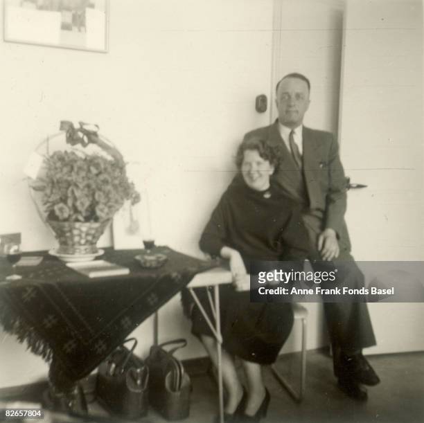 Victor Kugler , who helped Anne Frank and her family hide from the Germans during the occupation of the Netherlands, with his second wife Lucie.