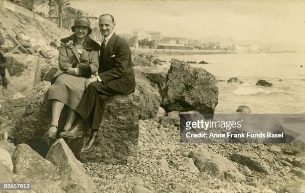 Otto and Edith Frank, parents of Anne Frank, during their honeymoon in San Remo, Italy, May 1925.
