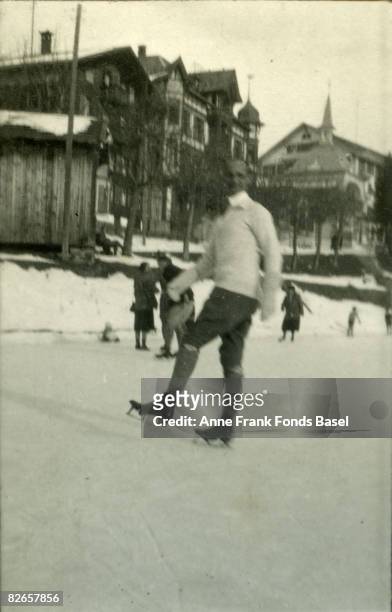 Otto Frank , father of Anne Frank, during a holiday in Switzerland, 1920s.