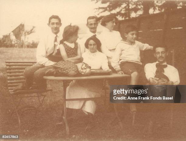 Otto Frank , father of Anne Frank, with his brothers Robert and Herbert and his sister Helene or 'Leni' and two unknown children, circa 1910.