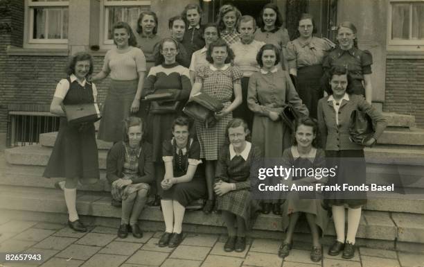 Margot Frank , elder sister of Anne Frank, with her class at the Lyceum voor Meisjes in Amsterdam, May 1941. Margot is in the second row from the...